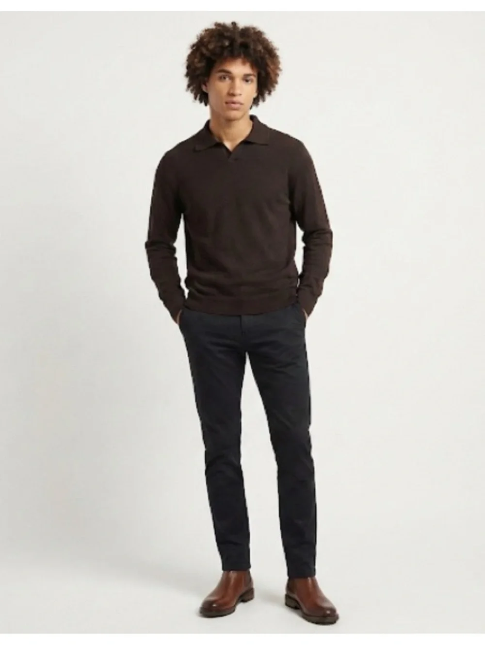 Banana Republic Brown Polo Extra Fine Merino Wool Knit Sweater. Men’s XL
